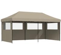 vidaXL Tente de réception pliable Pop-Up avec 3 panneaux latéraux Taupe