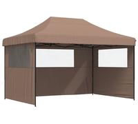 vidaXL Tente de réception pliable Pop-Up avec 3 parties latérales Brun