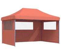 vidaXL Tente de réception pliable Pop-Up avec 3 parties latérales Terracota