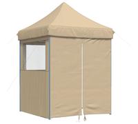 vidaXL Tente de réception pliable Pop-Up avec 4 panneaux latéraux Beige