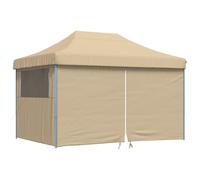 vidaXL Tente de réception pliable Pop-Up avec 4 panneaux latéraux Beige