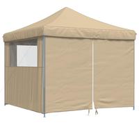 vidaXL Tente de réception pliable Pop-Up avec 4 panneaux latéraux Beige