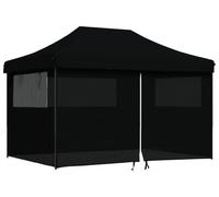 vidaXL Tente de réception pliable Pop-Up avec 4 panneaux latéraux noir