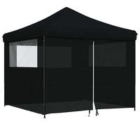 vidaXL Tente de réception pliable Pop-Up avec 4 panneaux latéraux noir