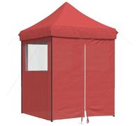 vidaXL Tente de réception pliable Pop-Up avec 4 panneaux latéraux rouge bourgogne