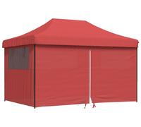 vidaXL Tente de réception pliable Pop-Up avec 4 panneaux latéraux rouge bourgogne