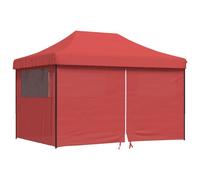 vidaXL Tente de réception pliable Pop-Up avec 4 panneaux latéraux rouge bourgogne