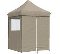 vidaXL Tente de réception pliable Pop-Up avec 4 panneaux latéraux Taupe