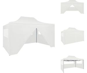 vidaXL Tente de réception pliante avec 4 panneaux latéraux 3x4,5 m Blanc - Pavillons & Tentes de réception