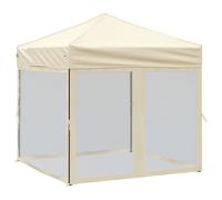 vidaXL Tente de réception pliante avec parois latérales Crème 2x2 m