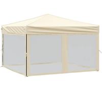 vidaXL Tente de réception pliante avec parois latérales Crème 3x3 m