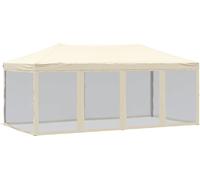 vidaXL Tente de réception pliante avec parois latérales Crème 3x6 m