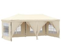 vidaXL Tente de réception pliante avec parois latérales Crème 3x6 m