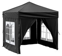 vidaXL Tente de réception pliante avec parois latérales noire 2x2 m