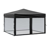 vidaXL Tente de réception pliante avec parois latérales noire 3x3 m