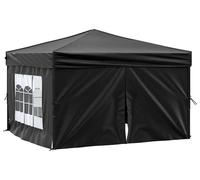 vidaXL Tente de réception pliante avec parois latérales noire 3x3 m