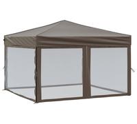 vidaXL Tente de réception pliante 93533 – 3x3 m, parois latérales, taupe