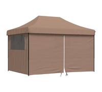 vidaXL Tente de réception pliante Pop-Up avec 4 panneaux latéraux Marron