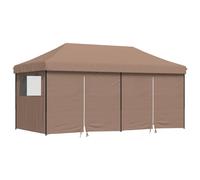 vidaXL Tente de réception pliante Pop-Up avec 4 panneaux latéraux Marron
