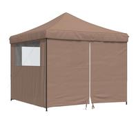 vidaXL Tente de réception pliante Pop-Up avec 4 panneaux latéraux Marron