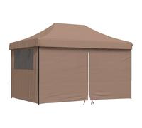 vidaXL Tente de réception pliante Pop-Up avec 4 panneaux latéraux Marron