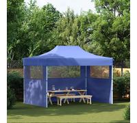 vidaXL Tente de réception professionnelle pliable avec 3 parois latérales 3×4m acier bleu