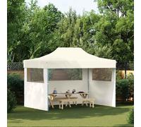 vidaXL Tente de réception professionnelle Pliable avec 3 parois latérales 3×4m Acier Crème
