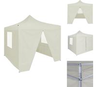 vidaXL Tente de réception professionnelle Pliable avec 4 parois latérales 2×2m Acier Crème - Pavillons & Tentes de réception