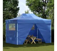 vidaXL Tente de réception professionnelle pliable avec 4 parois latérales 3×4m acier bleu