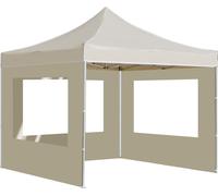 vidaXL Tente de réception professionnelle Pliable avec parois Aluminium 3x3 m Crème