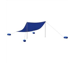 vidaXL Tente d'ombrage de plage avec sacs de sable bleu 304x300 cm
