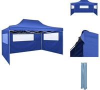 vidaXL Tente pliante avec 3 parties latérales 3x4,5 m Bleu - Pavillons & Tentes de réception