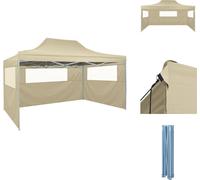 vidaXL Tente pliante avec 3 parties latérales 3x4,5 m Crème - Pavillons & Tentes de réception