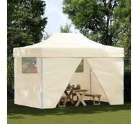 vidaXL Tente pliante Pop-Up avec 4 éléments latéraux 3 x 4,5 m Blanc crème