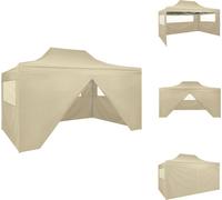 vidaXL Tente pliante Pop-Up avec 4 éléments latéraux 3 x 4,5 m blanc crème - Pavillons & Tentes de réception