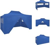 vidaXL Tente pliante Pop-Up avec 4 éléments latéraux 3x4,5 m Bleu - Pavillons & Tentes de réception