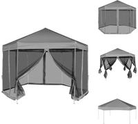 vidaXL Tente pop-up hexagonale avec 6 parois latérales Gris 3,6x3,1 m - Pavillons & Tentes de réception