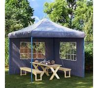 vidaXL 2X Paroi Tente Réception Fenêtre PE Bleu Tonelle Pavillon Jardin Patio