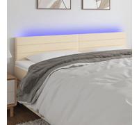 vidaXL Tête de Lit à LED Meuble de Chambre à Coucher Accessoire de Lit Double Tête de Cadre de Lit Intérieur Crème 200x5x78/88 cm Tissu