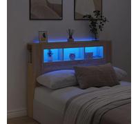 vidaXL Tête de Lit à LED, Tête de Cadre de Lit, Accessoire de Lit Double, Meuble de Chambre à Coucher Maison Intérieur, Chêne Sonoma 140x18,5x103,5cm Bois Ingénierie