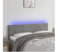 vidaXL Tête de lit à LED 3121380 Velours Gris clair 144x5x78/88 cm
