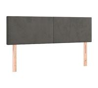 vidaXL Tête de Lit à LED Meuble de Chambre à Coucher Accessoire de Lit Double Tête de Cadre de Lit Intérieur Gris Foncé 144x5x78/88 cm Velours