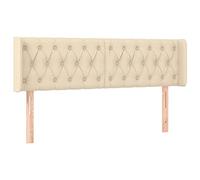 vidaXL Tête de Lit à LED Meuble de Chambre à Coucher Accessoire de Lit Double Tête de Cadre de Lit Intérieur Crème 163x16x78/88 cm Tissu