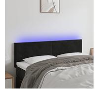vidaXL Tête de Lit à LED Meuble de Chambre à Coucher Accessoire de Lit Double Tête de Cadre de Lit Intérieur Noir 144x5x78/88 cm Velours