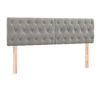 vidaXL Tête de Lit à LED Meuble de Chambre à Coucher Accessoire de Lit Double Tête de Cadre de Lit Intérieur Gris Clair 144x7x78/88 cm Velours