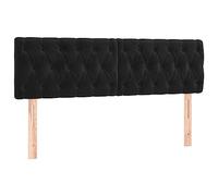 vidaXL Tête de Lit à LED Meuble de Chambre à Coucher Accessoire de Lit Double Tête de Cadre de Lit Intérieur Noir 144x7x78/88 cm Velours