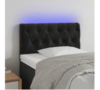 vidaXL Tête de Lit à LED Meuble de Chambre à Coucher Accessoire de Lit Simple Tête de Cadre de Lit Intérieur Noir 80x7x78/88 cm Velours