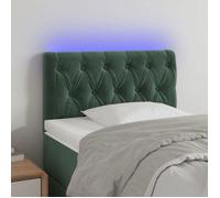 vidaXL Tête de Lit à LED Meuble de Chambre à Coucher Accessoire de Lit Simple Tête de Cadre de Lit Intérieur Vert Foncé 80x7x78/88 cm Velours