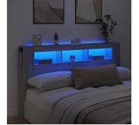 vidaXL Tête de Lit à LED, Panneau avec Rangement, Accessoire de Lit, Tête de Cadre de Lit Chambre, Sonoma Gris 180x18,5x103,5 cm Bois Ingénierie
