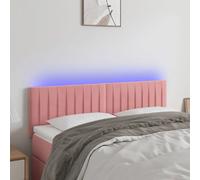 vidaXL Tête de Lit à LED Meuble de Chambre à Coucher Accessoire de Lit Double Tête de Cadre de Lit Intérieur Rose 144x5x78/88 cm Velours